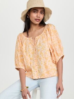 Sundry Evereve Yellow Floral Blouse 2 Medium Large
